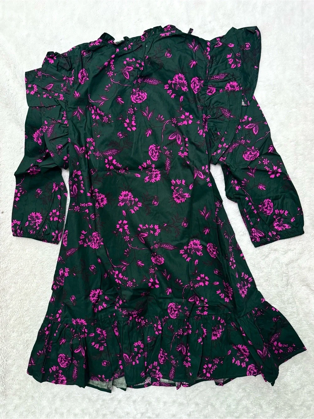 NWT- SUGARLIPS Close To You Sammy Ruffle Drop Waist Green Floral Mini Dress - Picture 7 of 15